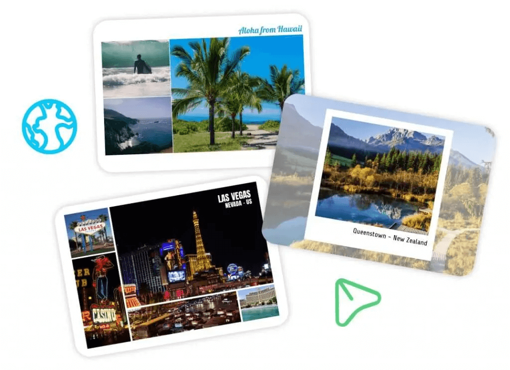 Mostre suas lindas fotos com um cartão postal personalizado